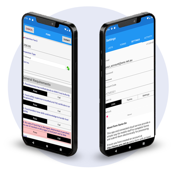 Form Sumo Go app screens